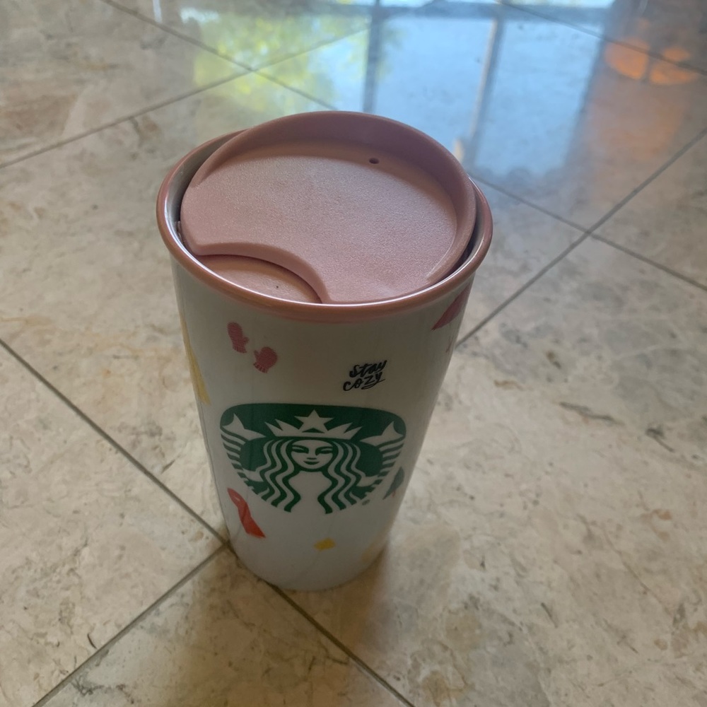 2018 Starbucks Ban.do Sweater Weather Stay Cozy Ceramic Tumbler W/ Lid 12 fl oz